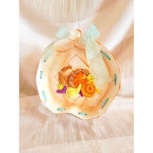 Vintage Ceramic Pumpkin Fall Decorative Plate